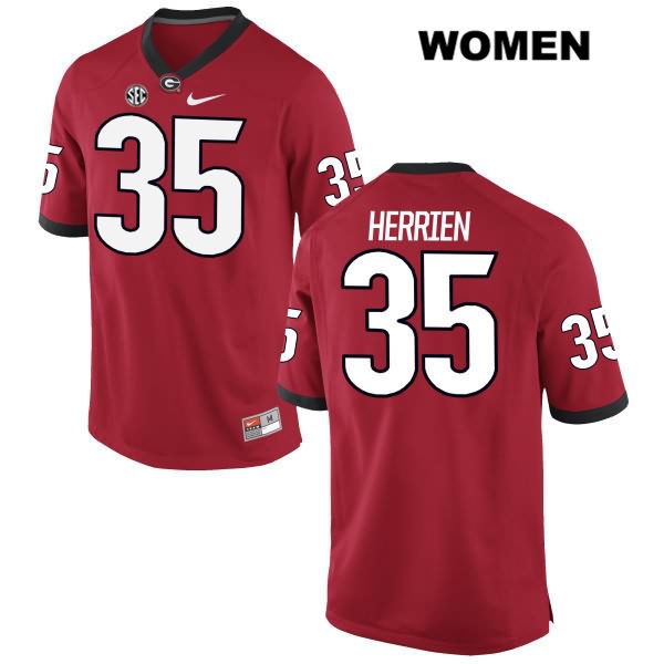 Georgia Bulldogs Women's Brian Herrien #35 NCAA Authentic Red Nike Stitched College Football Jersey TEF2356BW